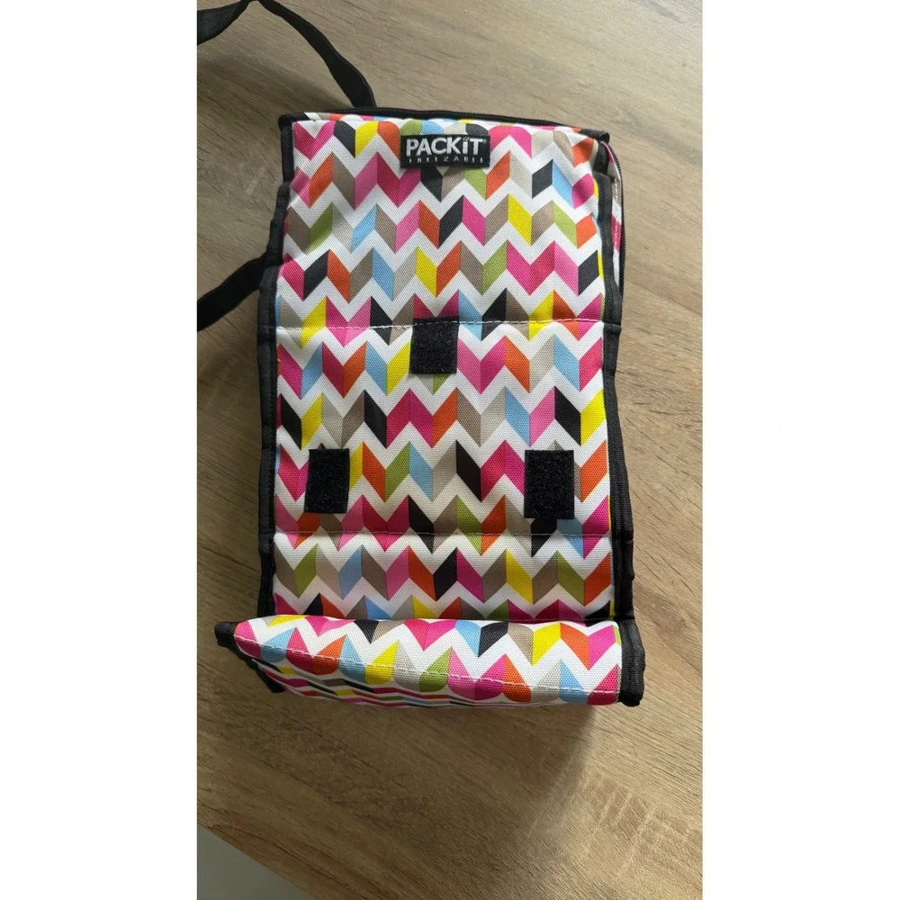 PackIt Freezable Lunch Bag French Bull Ziggy Chevron Multicolor Cooler Bag